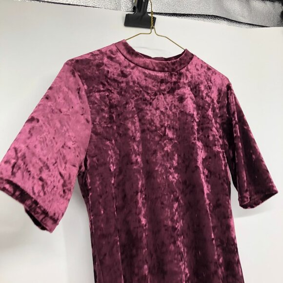 B. young Purple crushed velvet bodycon high neck tube dress short sleeves - Picture 5 of 16